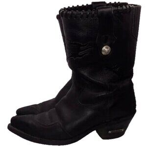 Harley Davidson Ladies Black Leather Motorcycle Riding Boots Size 8M USA Made